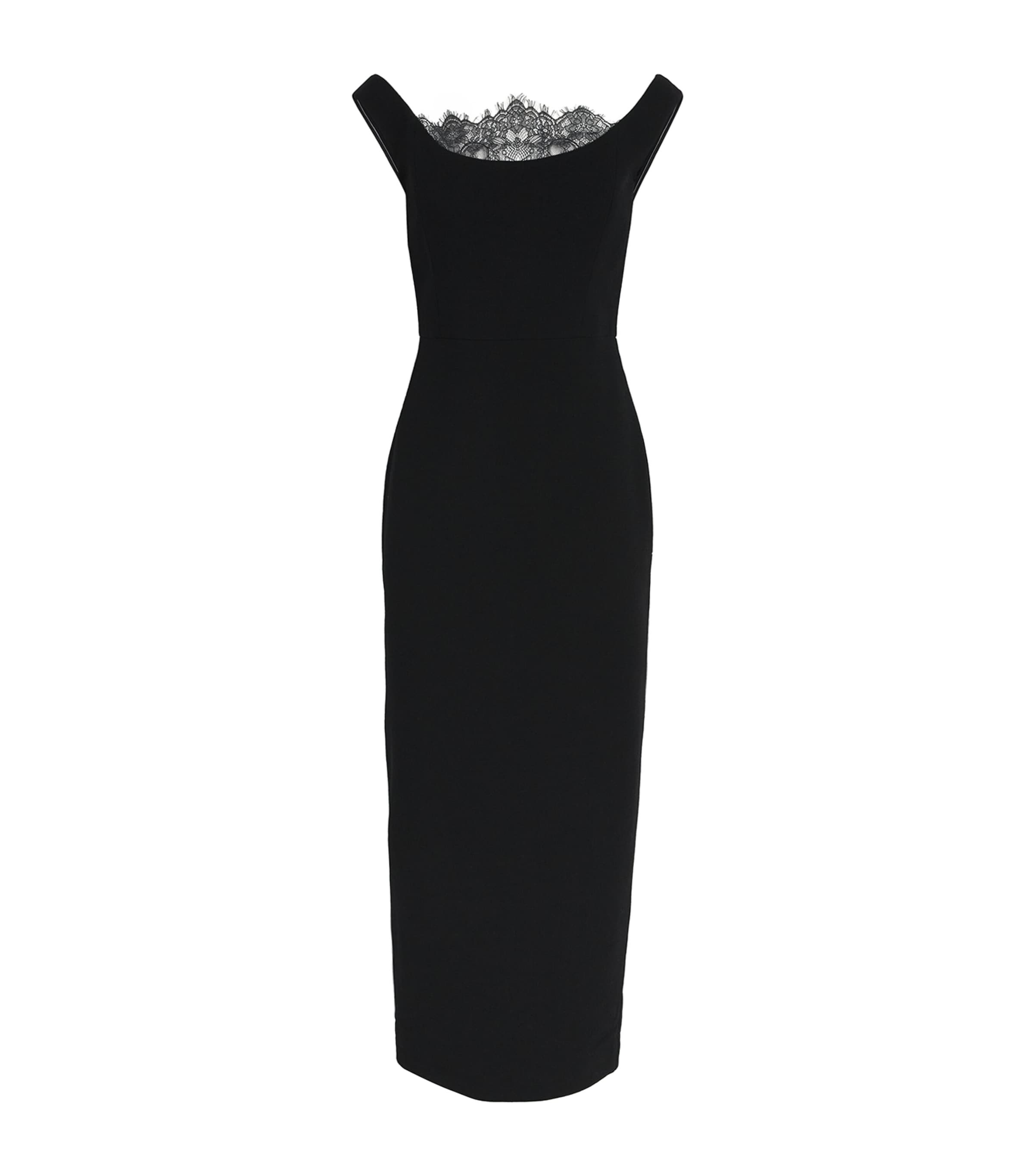 Roland Mouret Black Wool-Lace Midi Dress