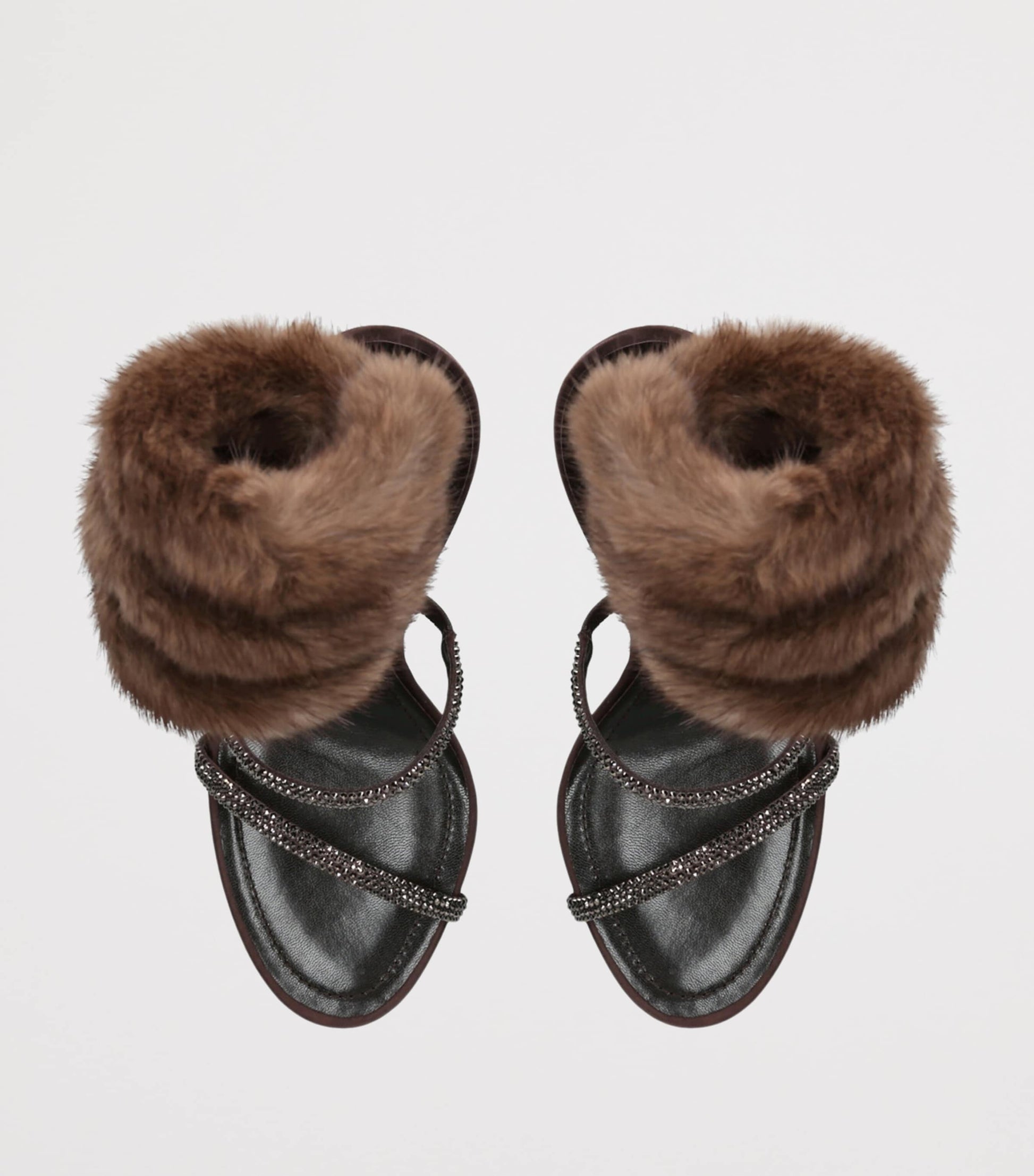 René Caovilla Fur-Trim Cleo Sandals 105