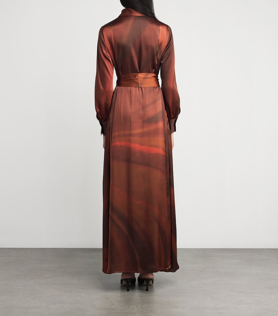 Kiton Multi Silk Maxi Shirt Dress