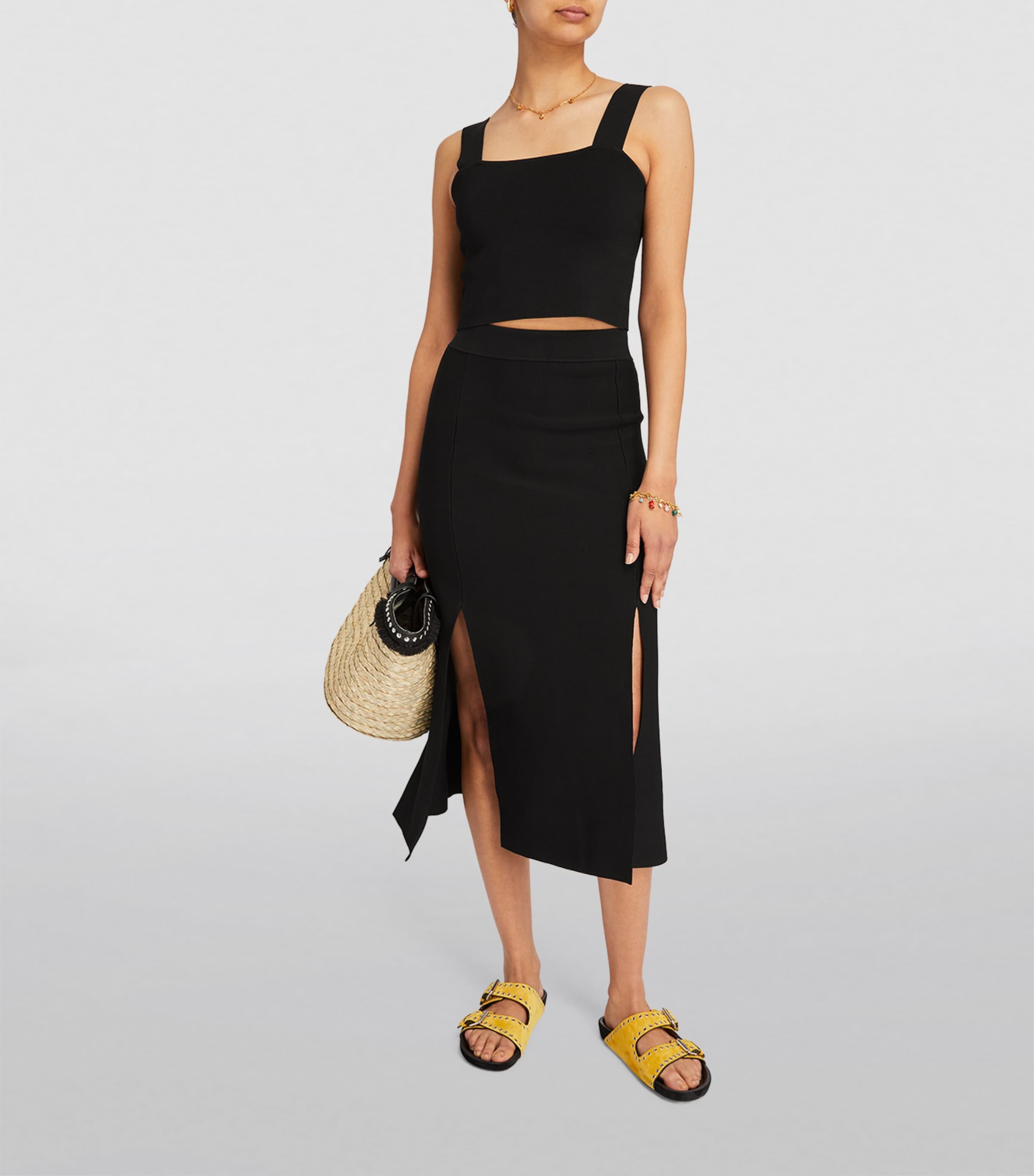 Maje Black Square-Neck Crop Top