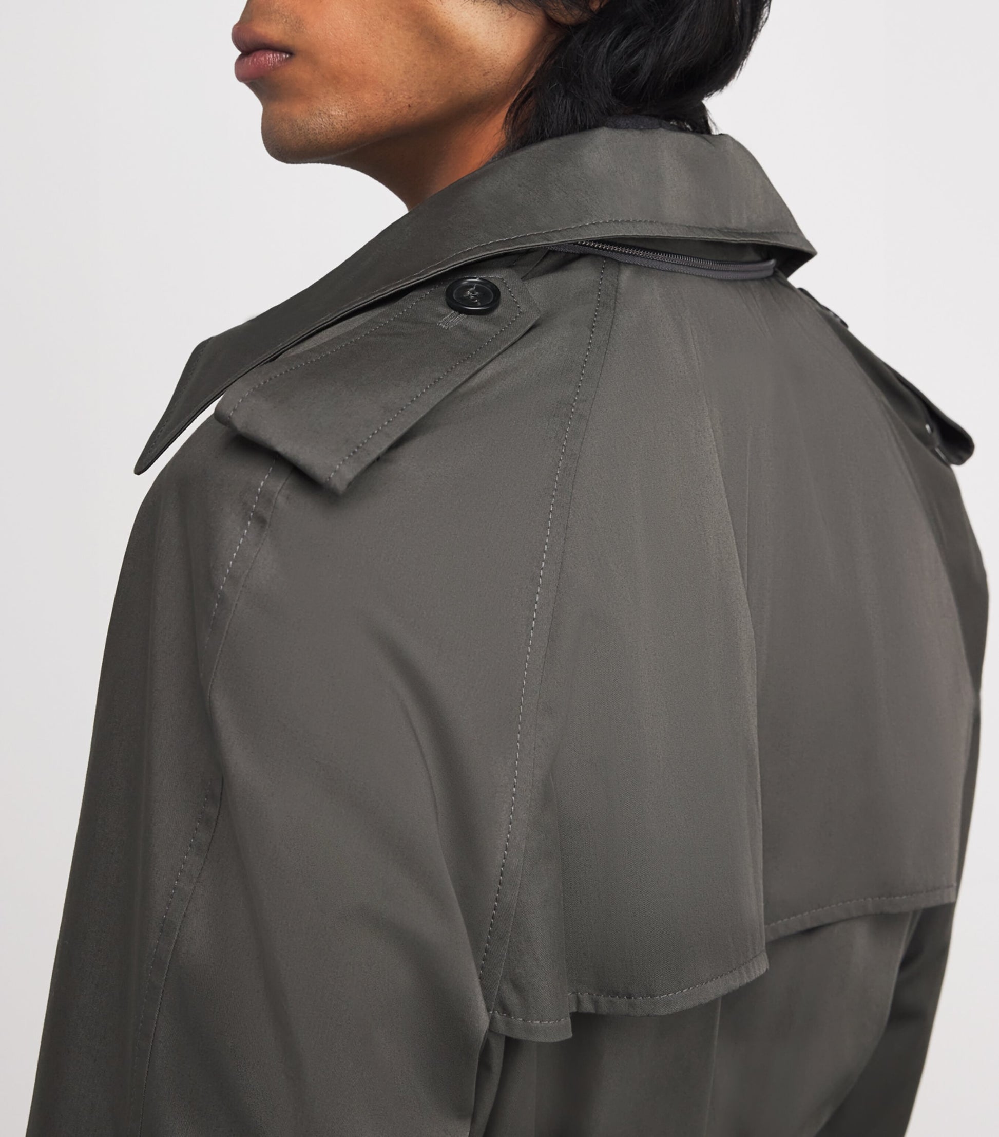MM6 Maison Margiela Grey Cotton Hood-Detail Trench Coat