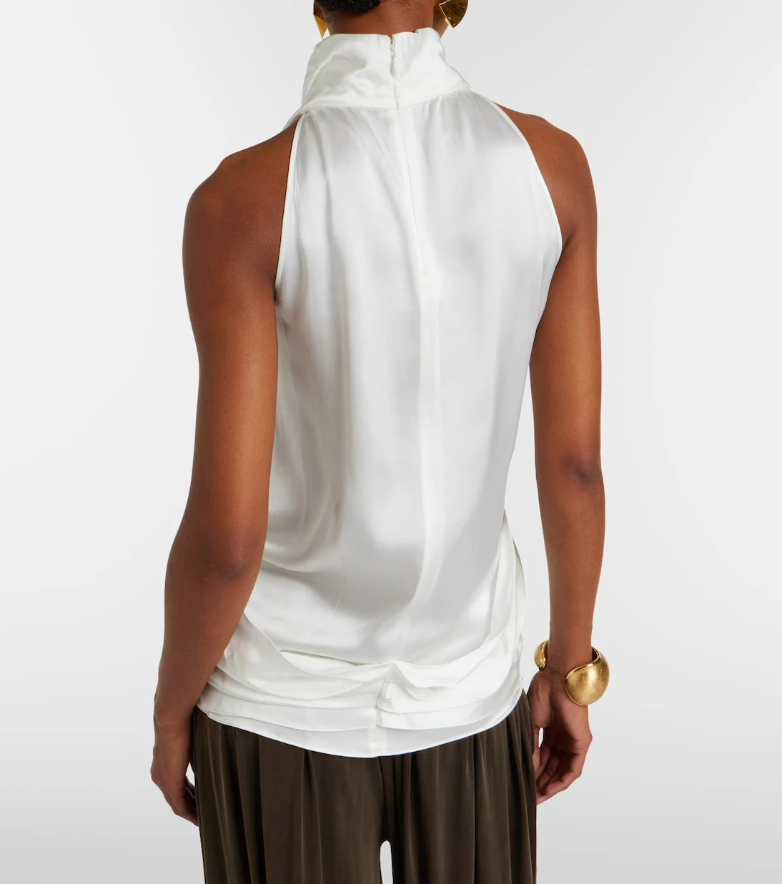 Balmain - Draped halterneck silk top