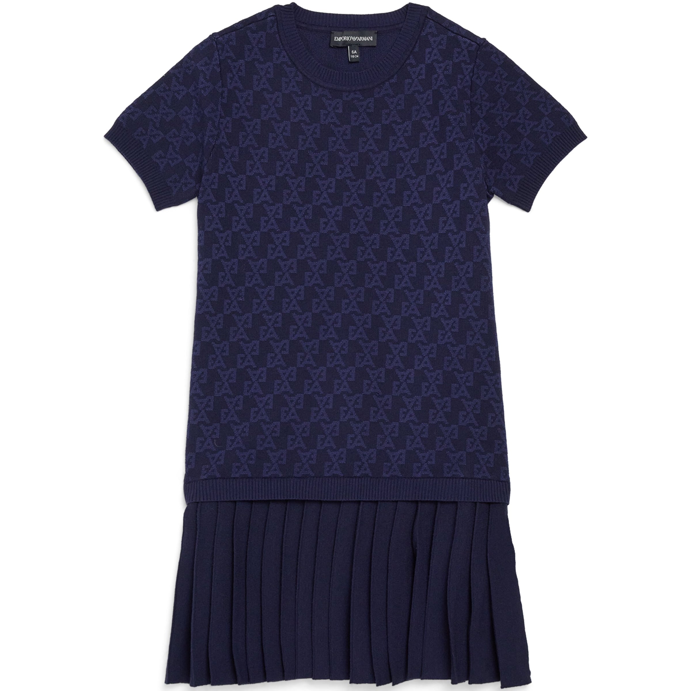 Emporio Armani Kids Navy Logo Jacquard Mini Dress (4-14 Years)