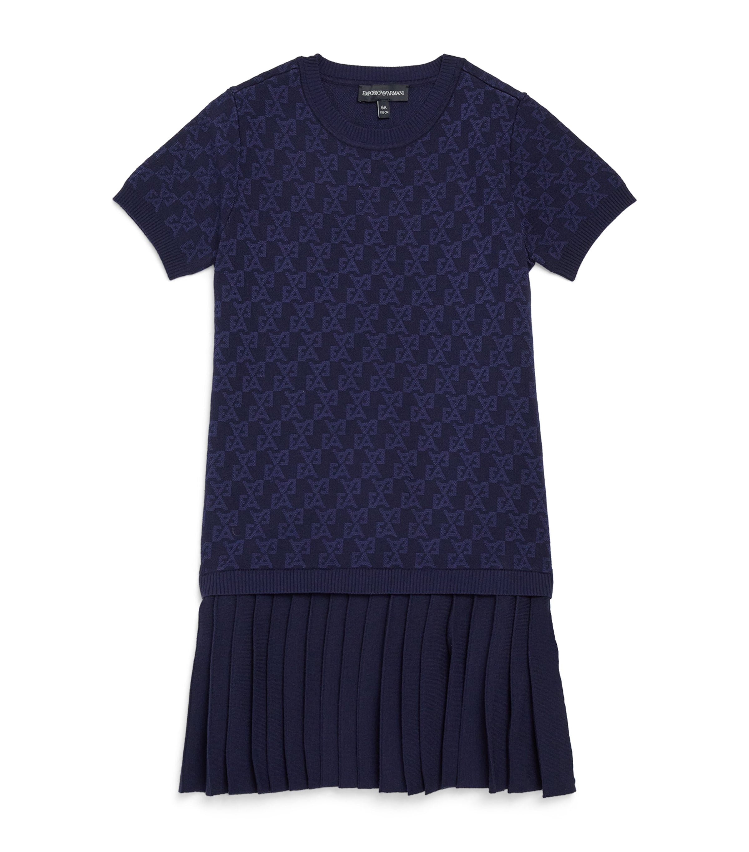 Emporio Armani Kids Navy Logo Jacquard Mini Dress (4-14 Years)
