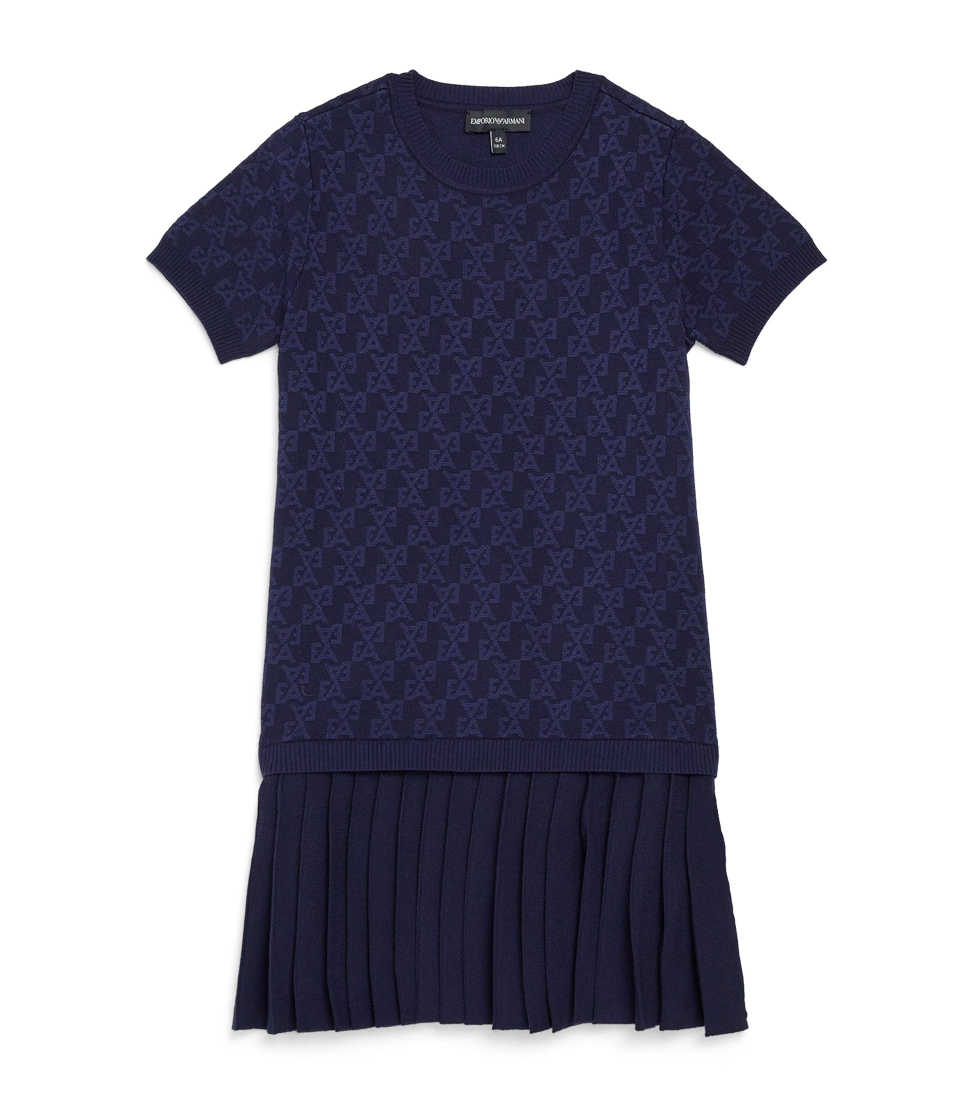 Emporio Armani Kids Navy Logo Jacquard Mini Dress (4-14 Years)