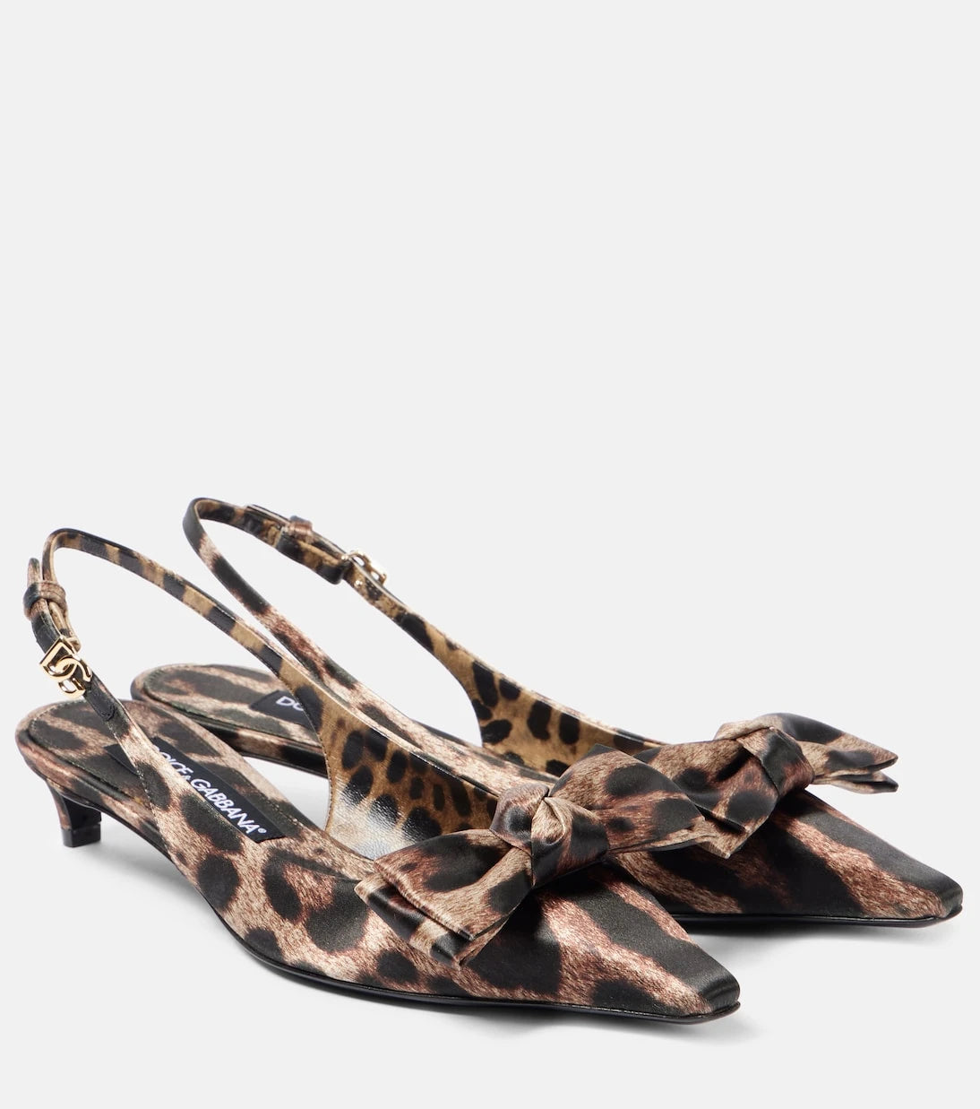 Dolce&Gabbana - Leo 30 printed satin slingback pumps