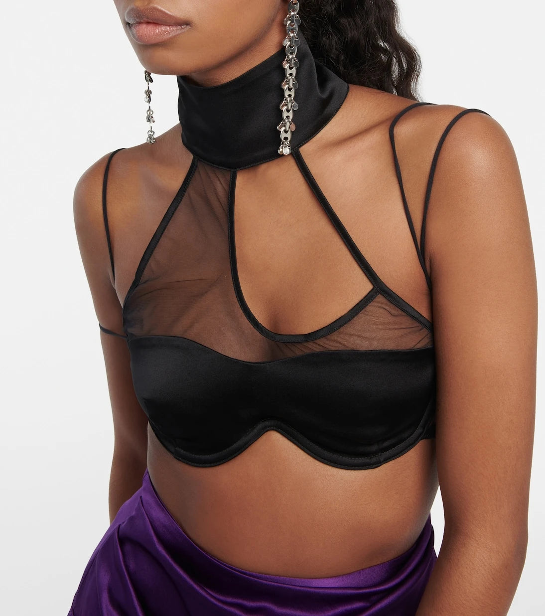 Didu - Mesh-paneled satin bralette
