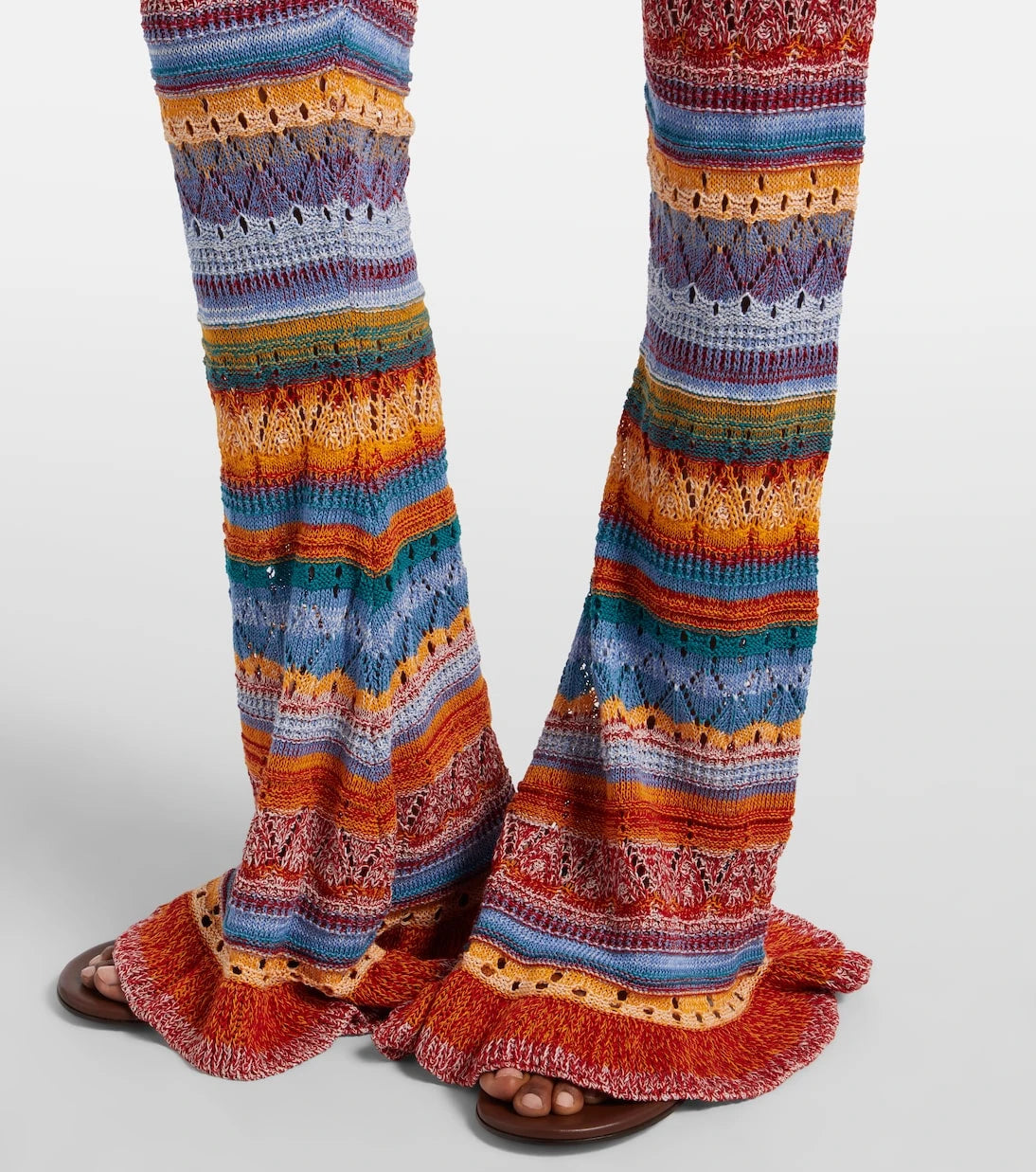 Etro - Crochet striped cotton flared pants