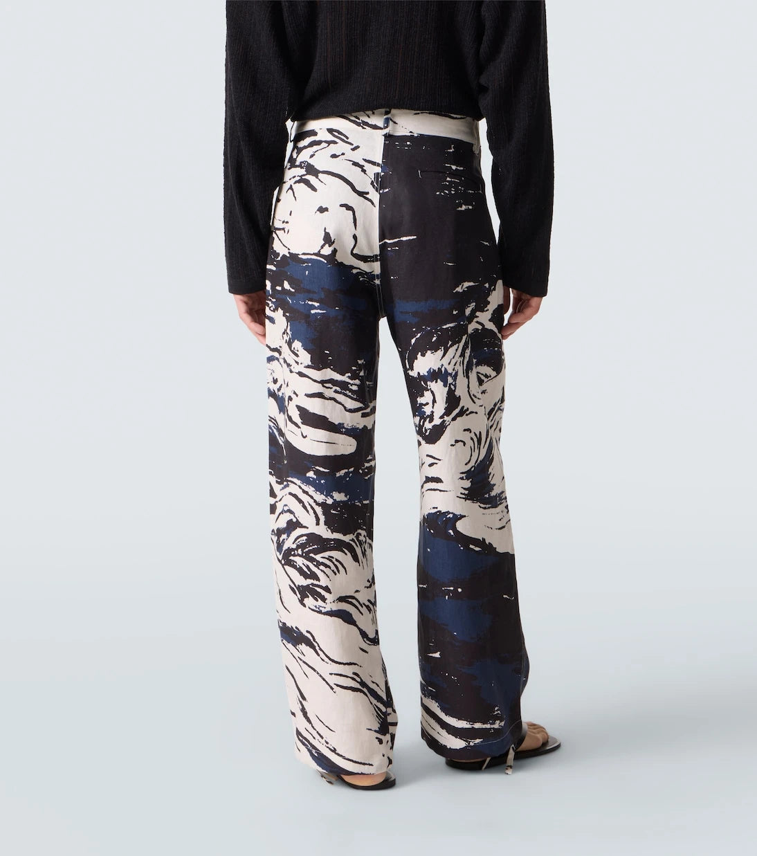 Commas - Printed linen straight pants