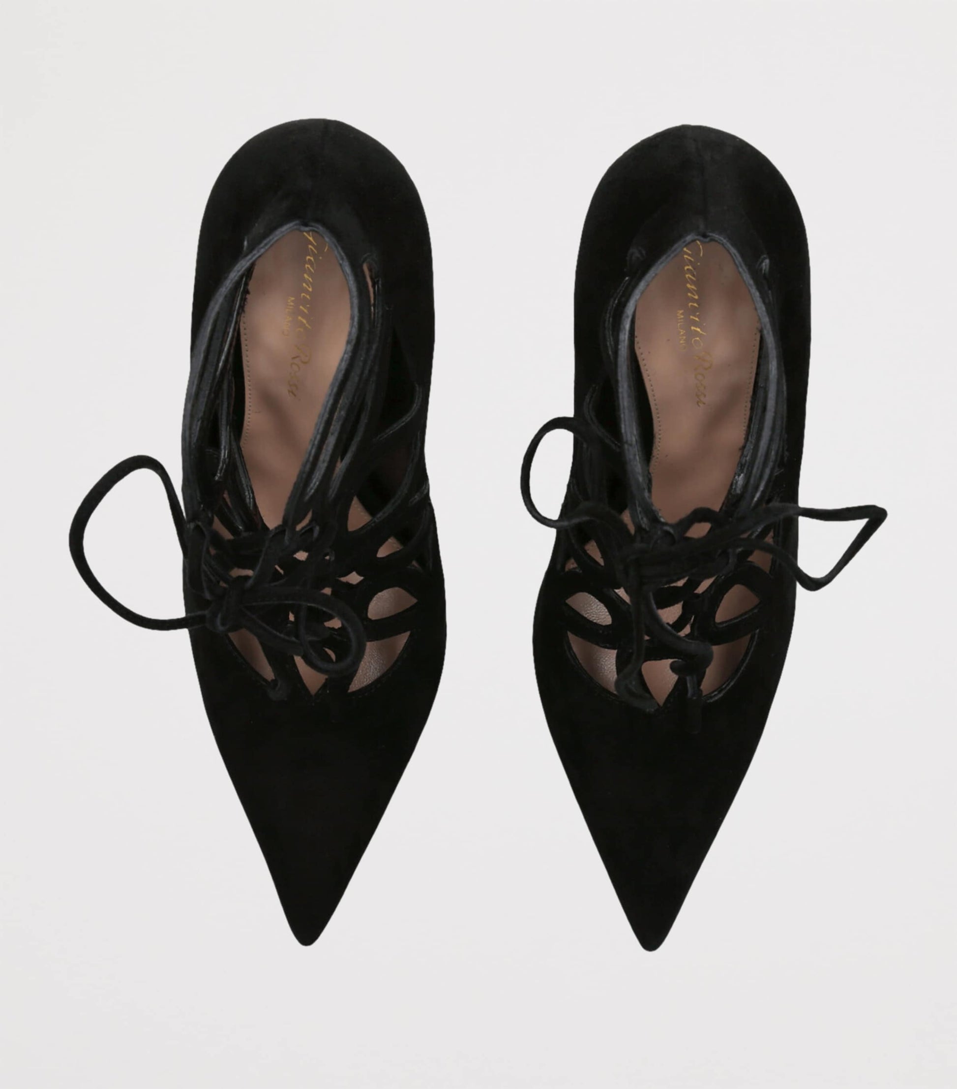 Gianvito Rossi Black Suede Tie-Up Pumps 95