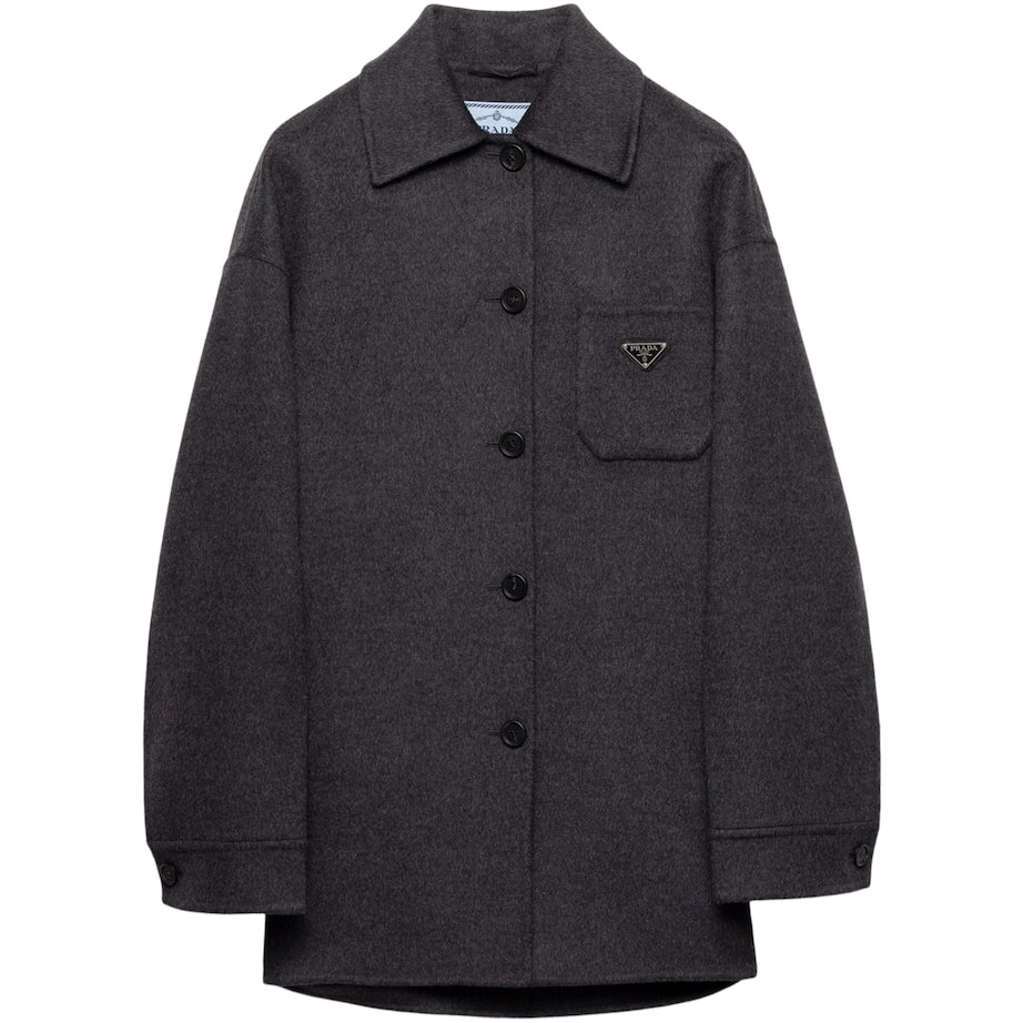 Prada Grey Wool-Cashmere Oversized Shirt