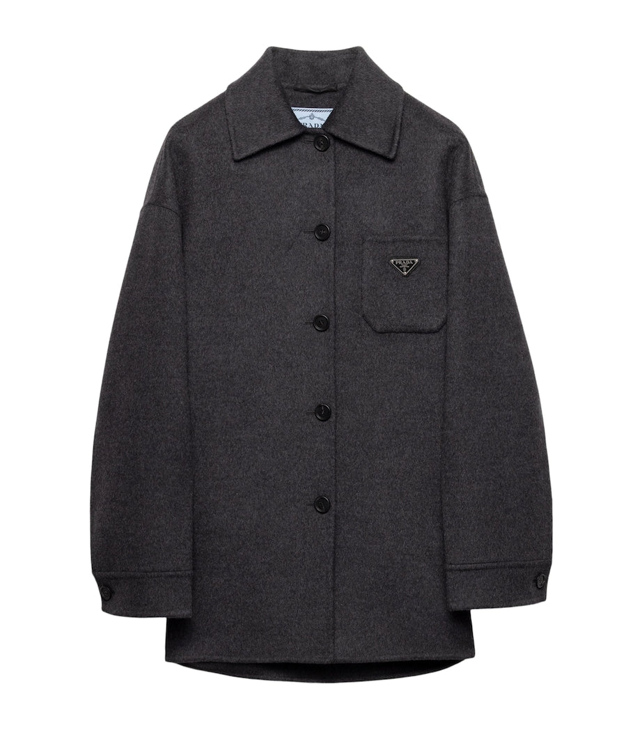 Prada Grey Wool-Cashmere Oversized Shirt