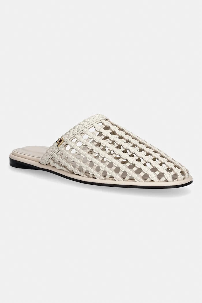 Tommy Hilfiger Kadın Terlik HILFIGER LEATHER MIX FLAT MULE