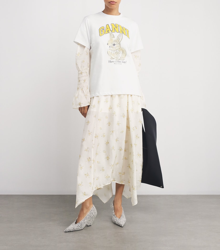 GANNI White Organic Cotton Bunny T-Shirt