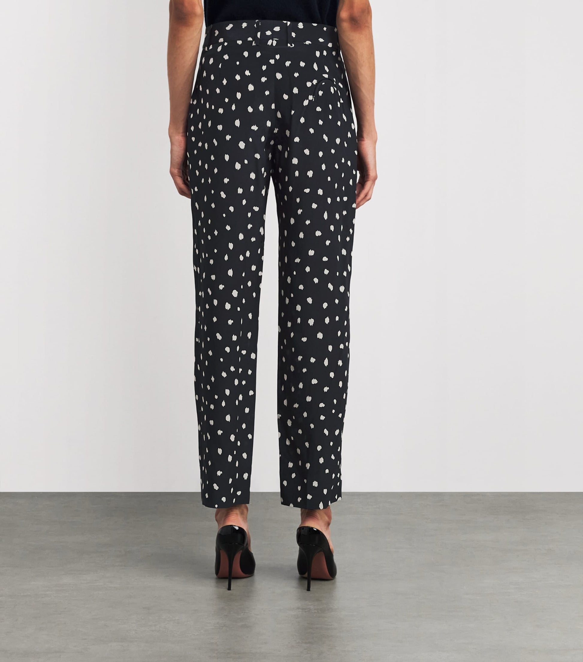 Blazé Milano Navy Silk Polka-Dot Mariquita Straight Trousers