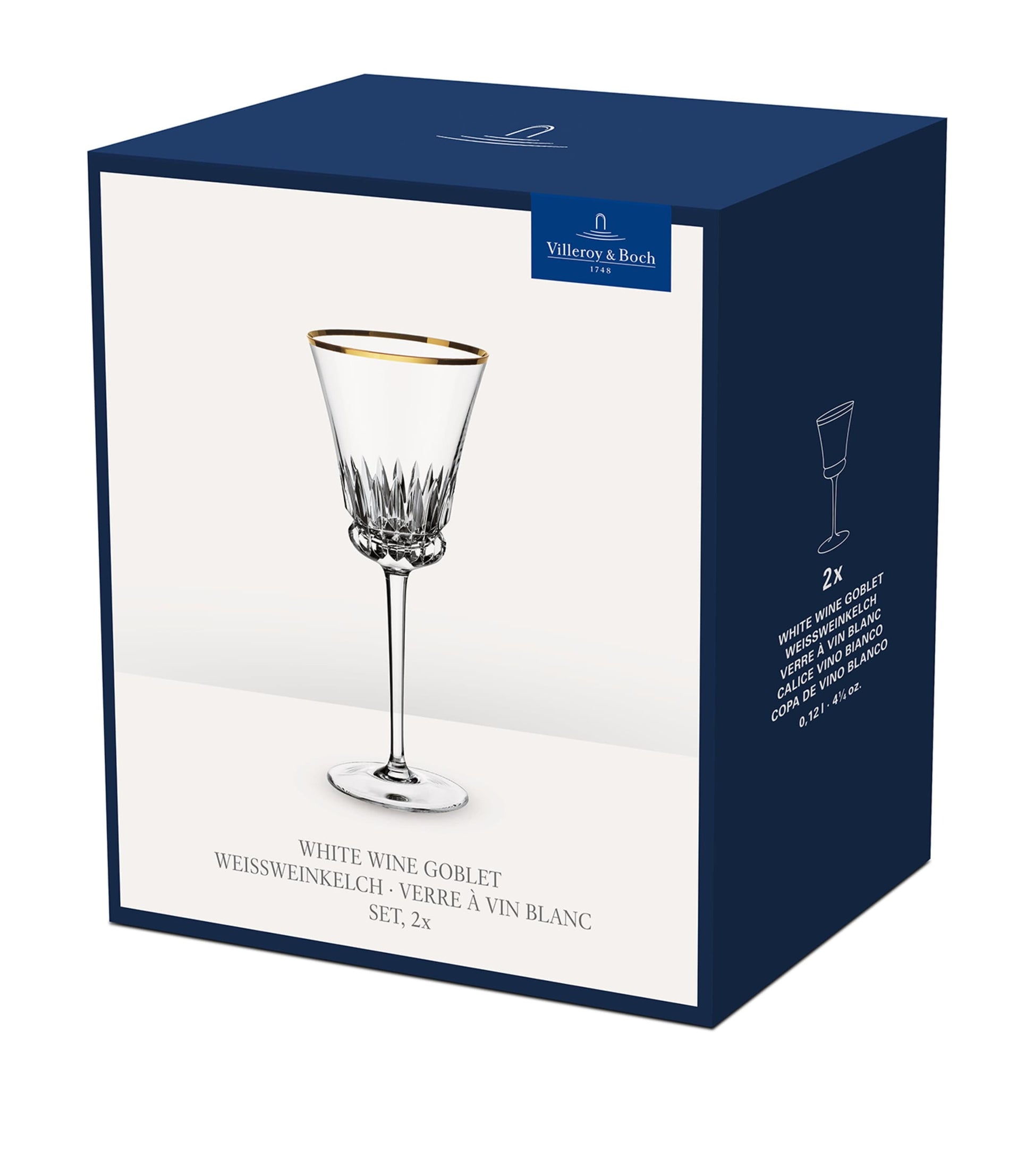 Villeroy & Boch Set of 2 Grand Royal Gold White Wine Glasses (125ml)