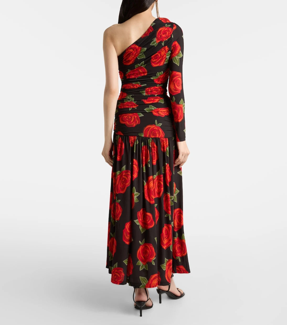 Farm Rio - Latin Roses draped one-shoulder maxi dress