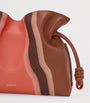 LOEWE Brown Leather Stripe Flamenco Clutch Bag
