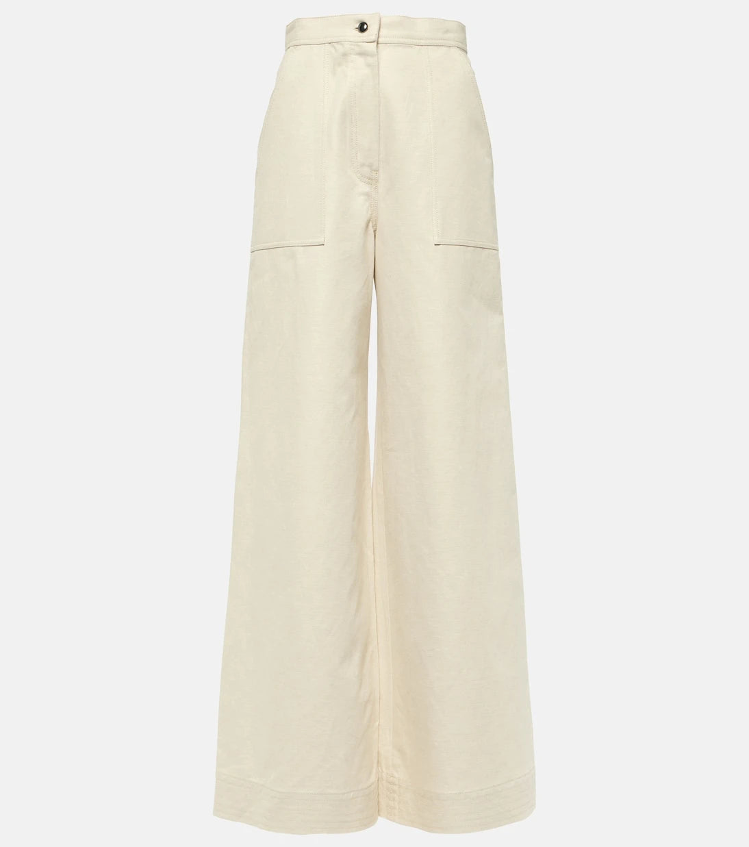 Max Mara - Oboli cotton and linen wide-leg pants