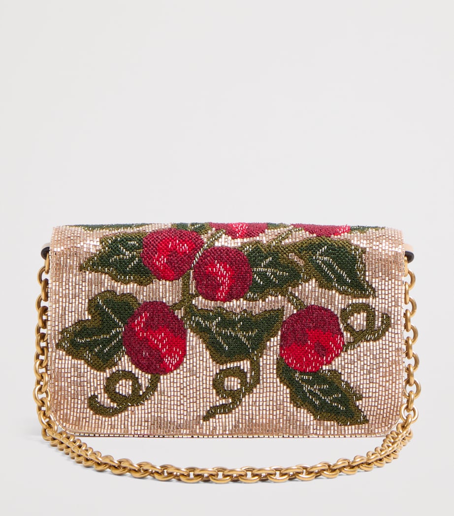 Valentino Garavani Multi Small Silk Vain Cherry Clutch Bag