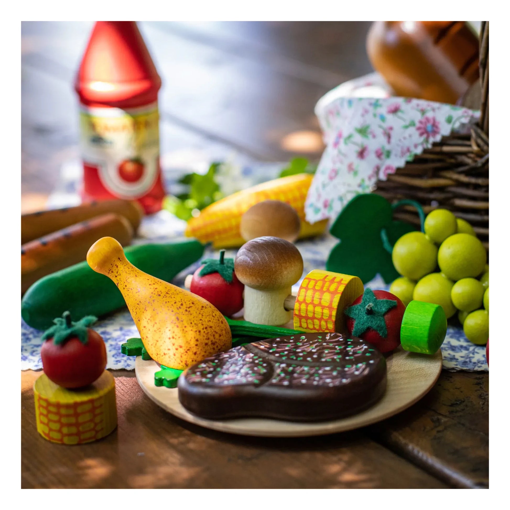 Erzi - Wooden Barbecue Toy Set - 14 Pieces