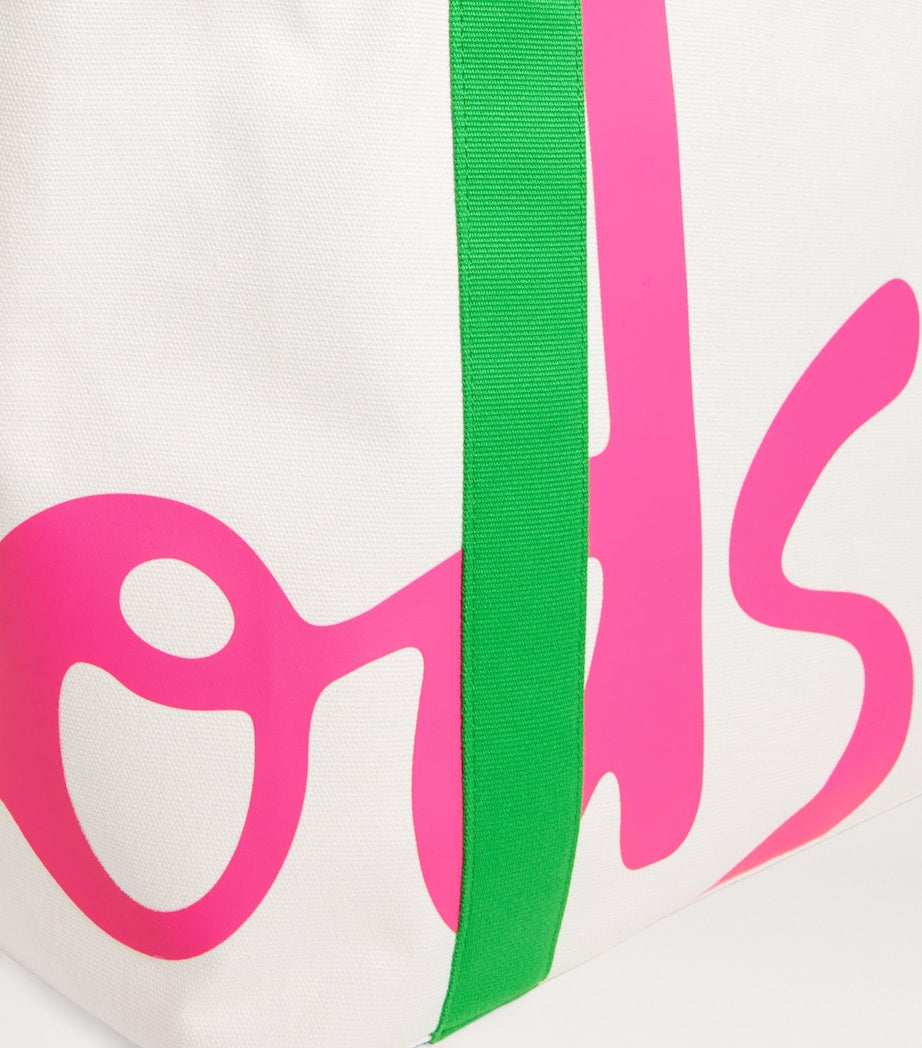 Ivory Medium Cotton Logo Tote Bag