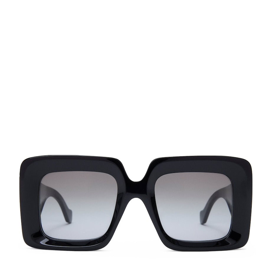 Black Bevelled Square Sunglasses