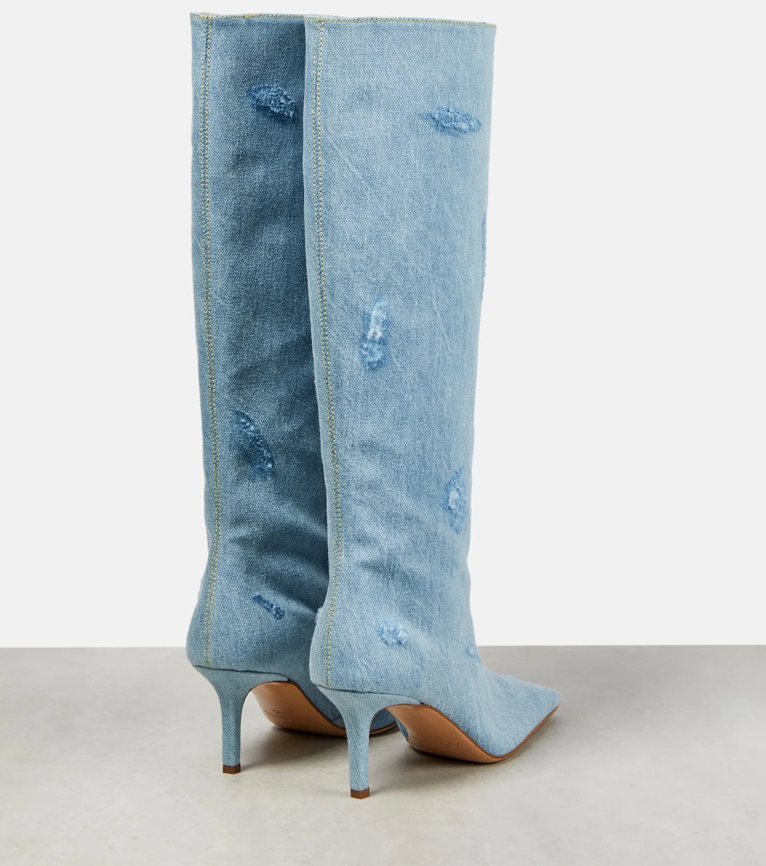 Acne Studios - Distressed denim knee-high boots