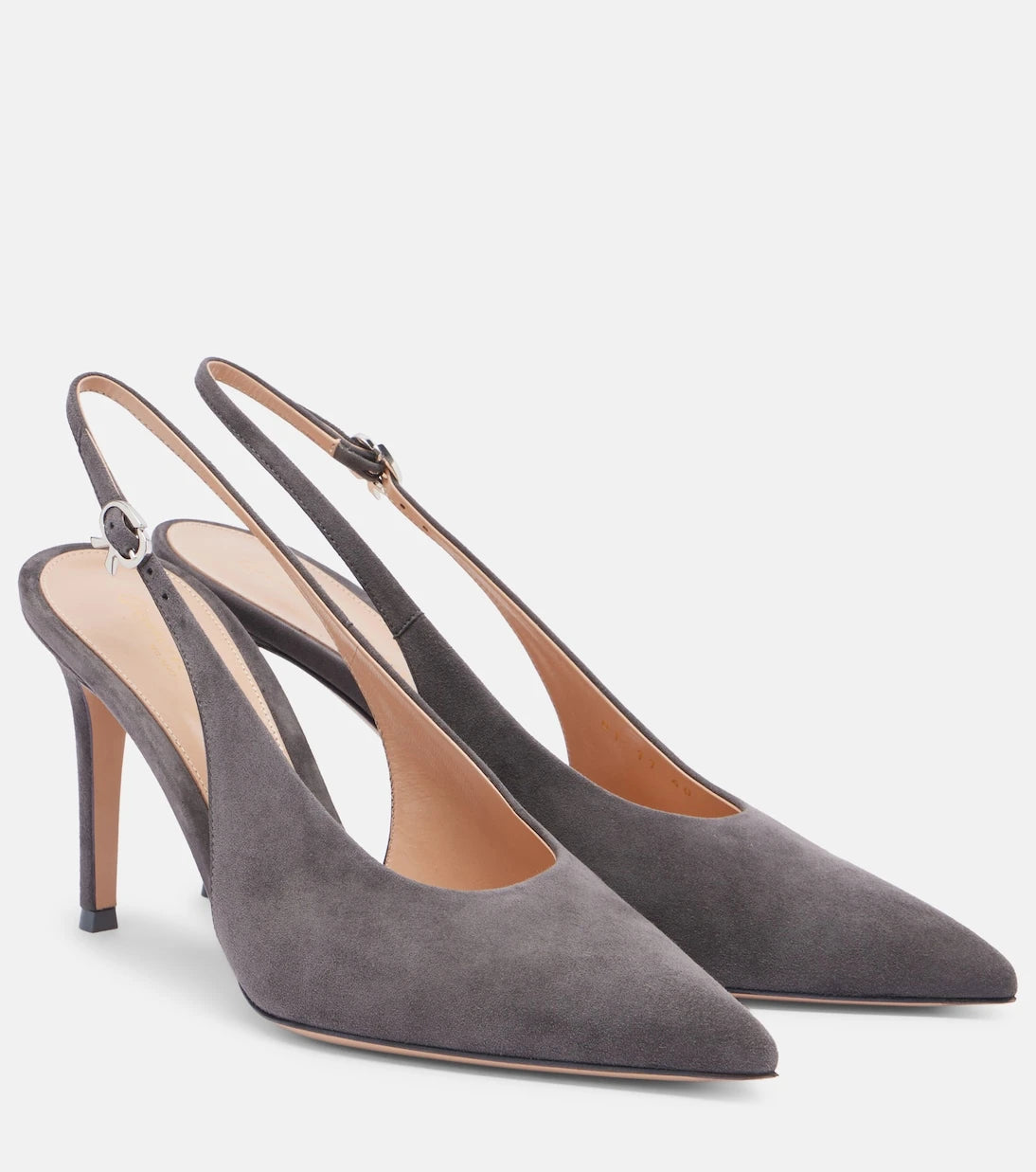 Gianvito Rossi - Robbie 85 süet arkası açık topuklu ayakkabı