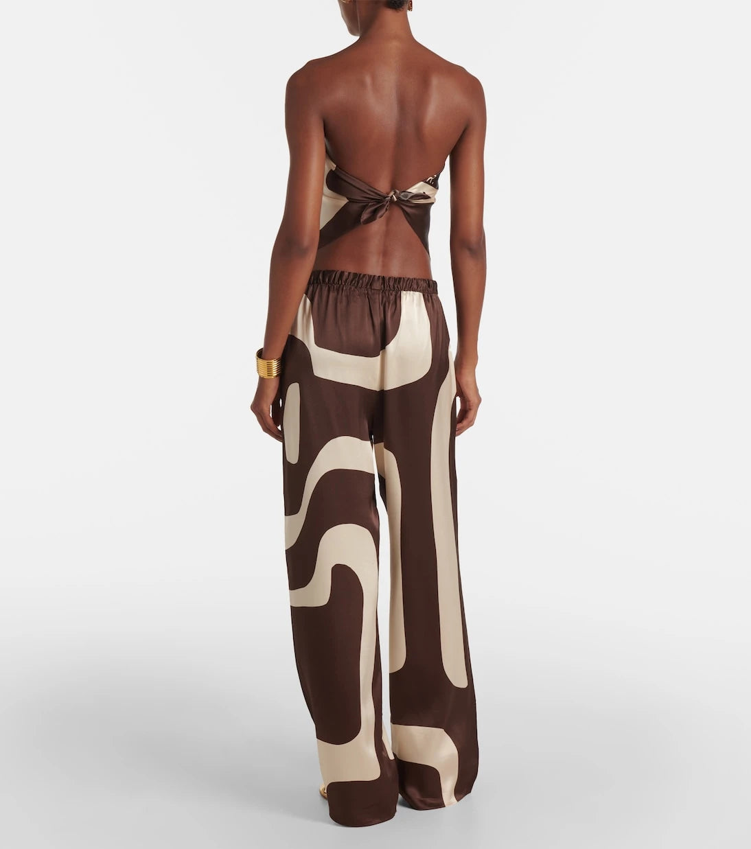 SIR - Printed silk satin straight pants