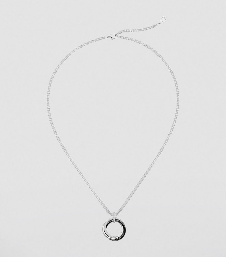 White Gold, Black Ceramic and Diamond Trinity Necklace