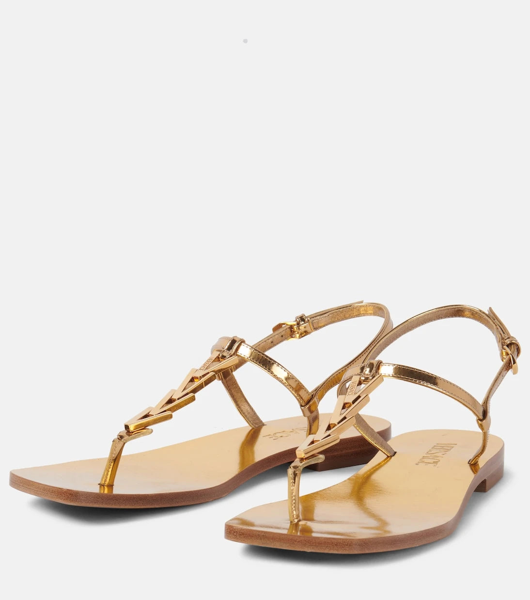 Versace - Metallic leather thong sandals