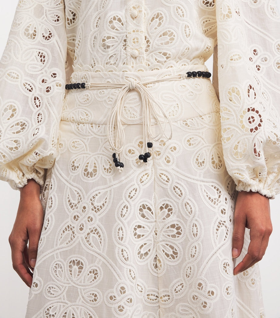 Cotton Rhiannon Embroidered Midi Skirt IVO IVORY