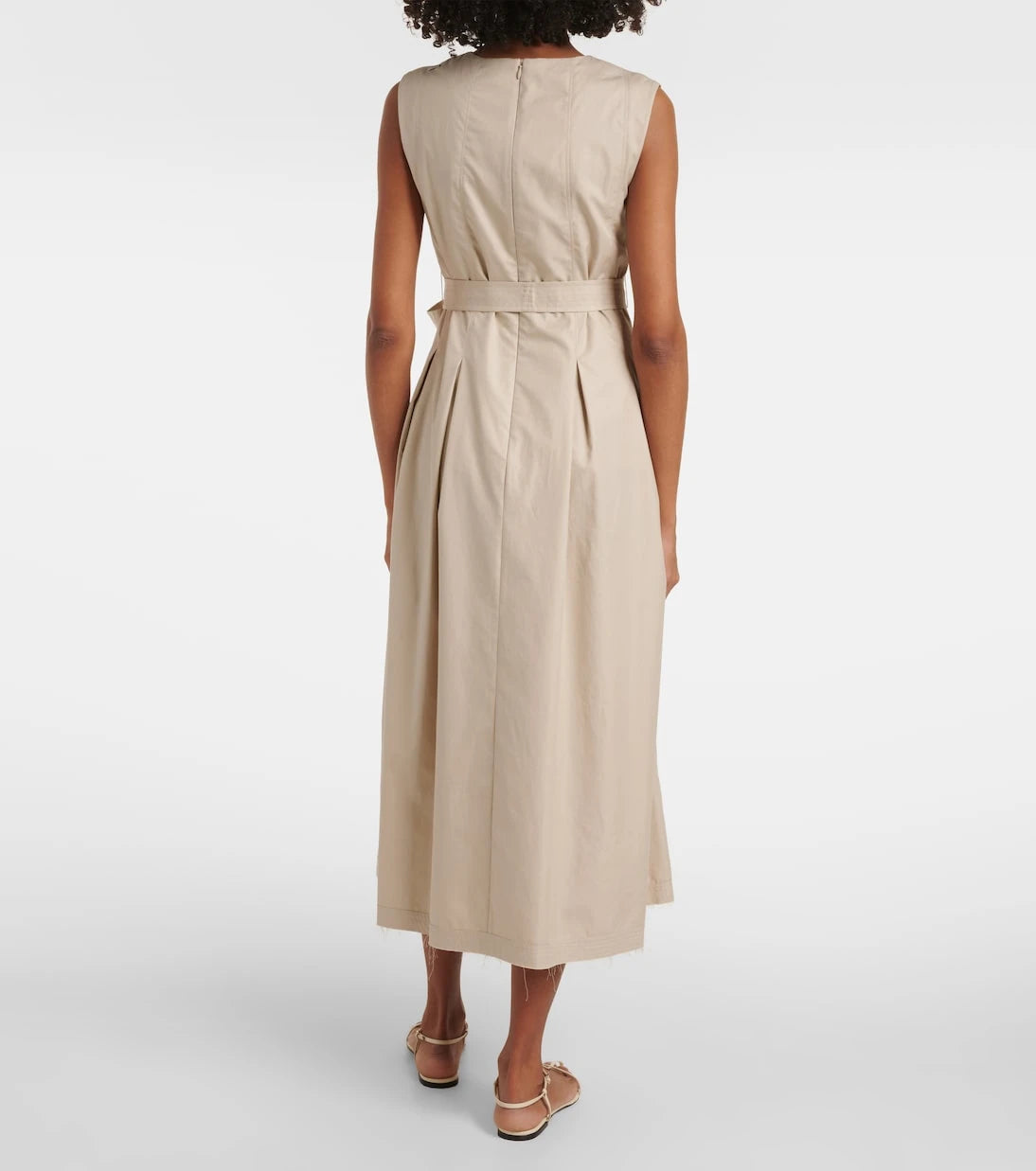 'S Max Mara - فستان أمينة متوسط الطول من القطن المطوي