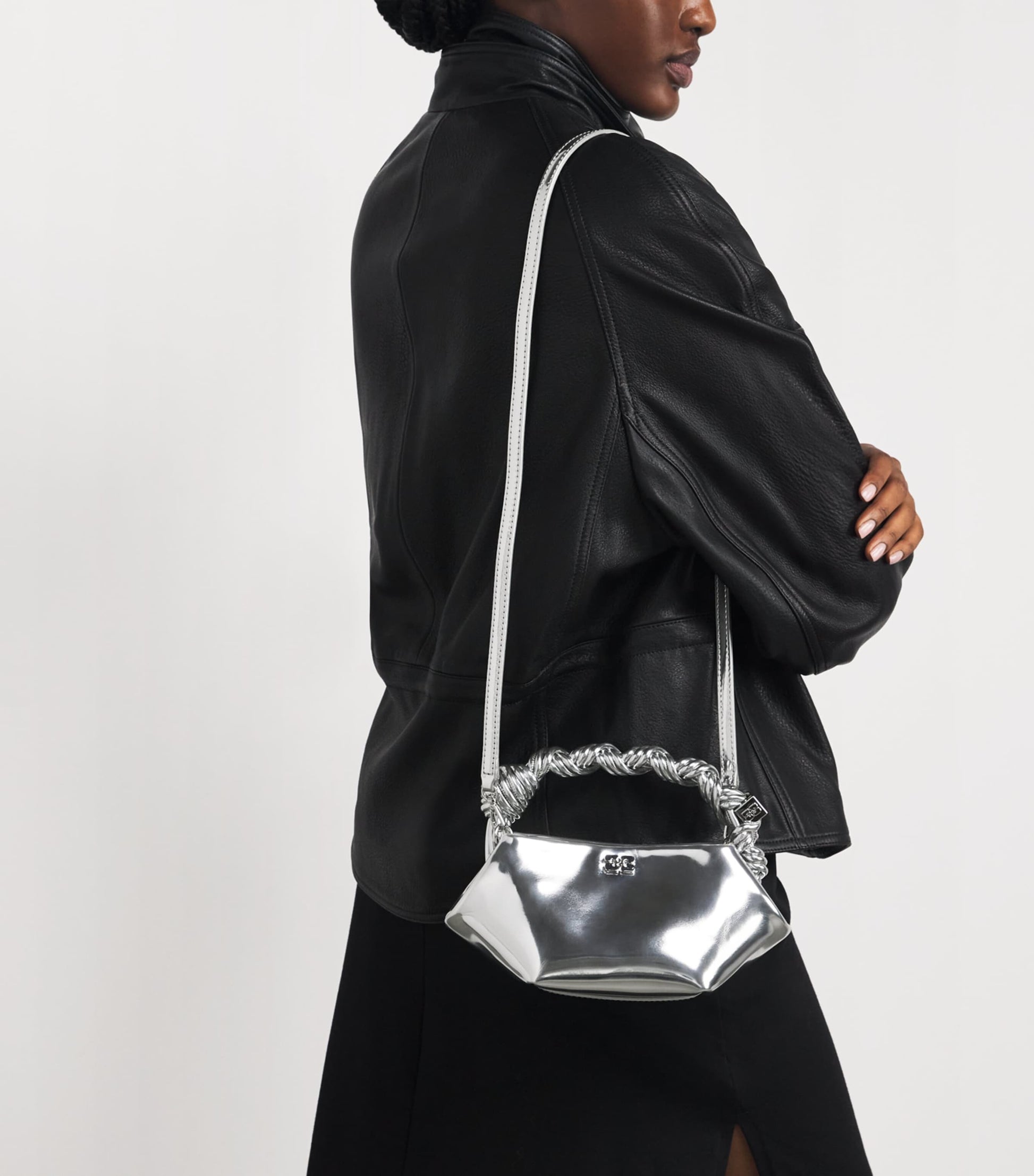 GANNI Silver Mini Bou Top-Handle Bag