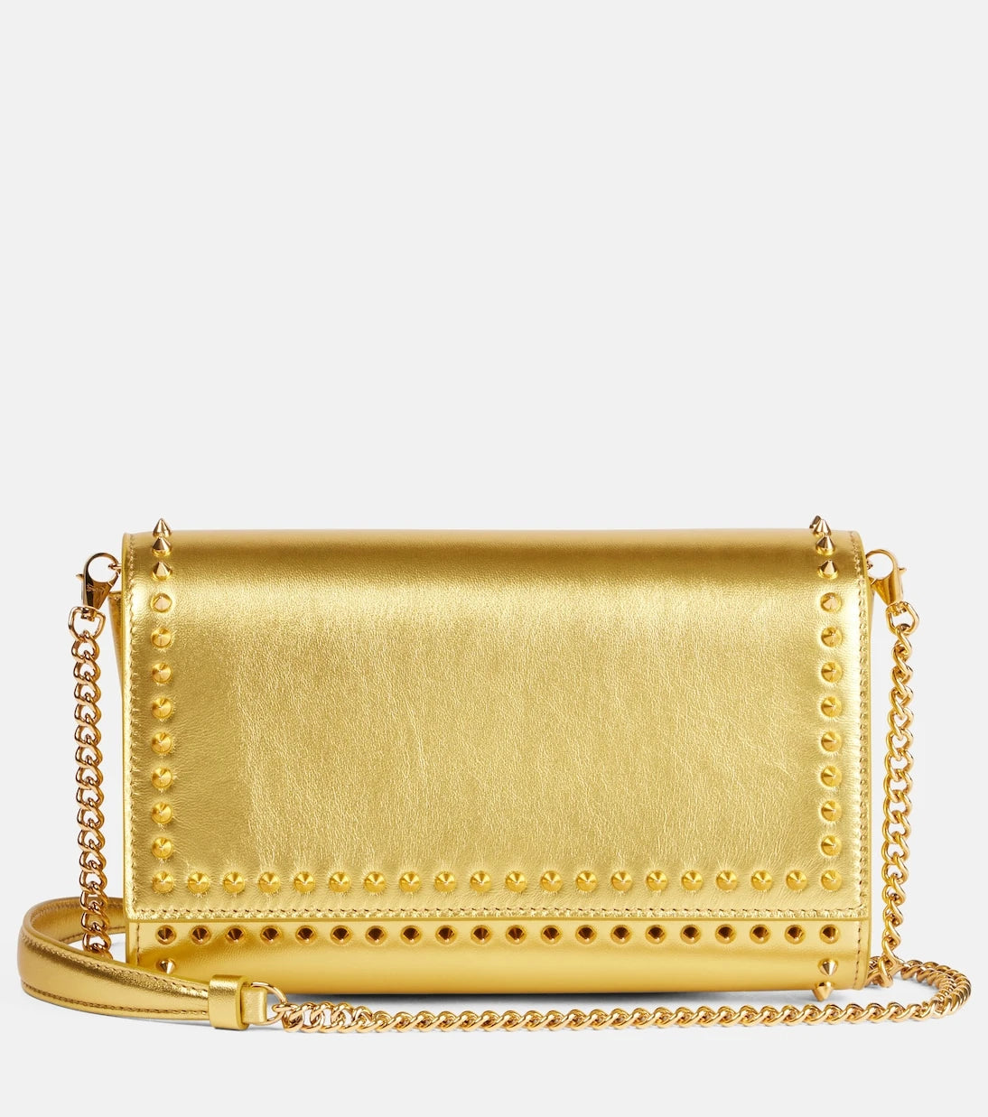 Christian Louboutin - Paloma spiked metallic leather clutch