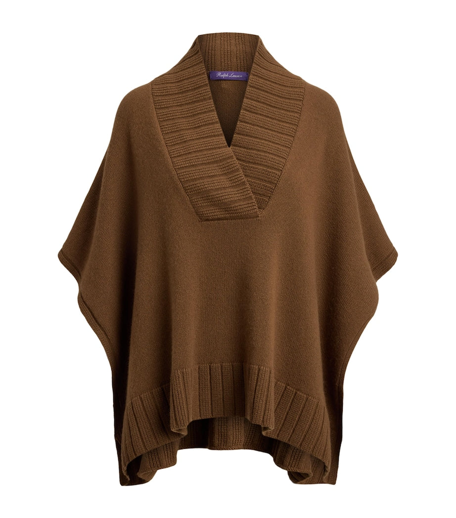 Ralph Lauren Collection Brown Cashmere-Blend Cape Sweater