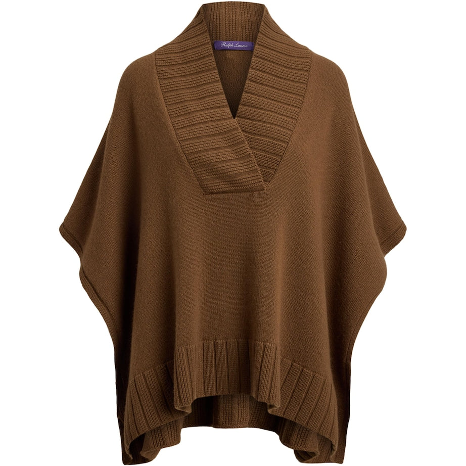 Ralph Lauren Collection Brown Cashmere-Blend Cape Sweater