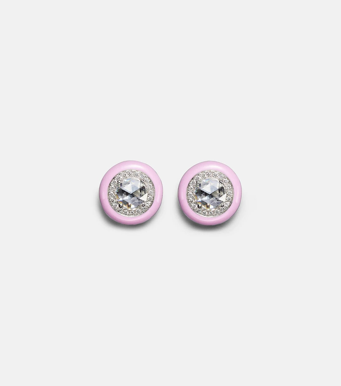 Kamyen - 18kt white gold earrings with diamonds