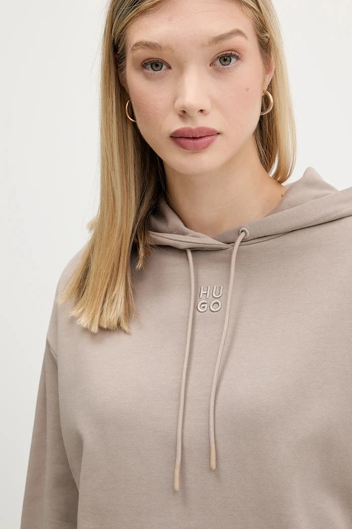 HUGO kadın pamuklu kapüşonlu sweatshirt Delfinia