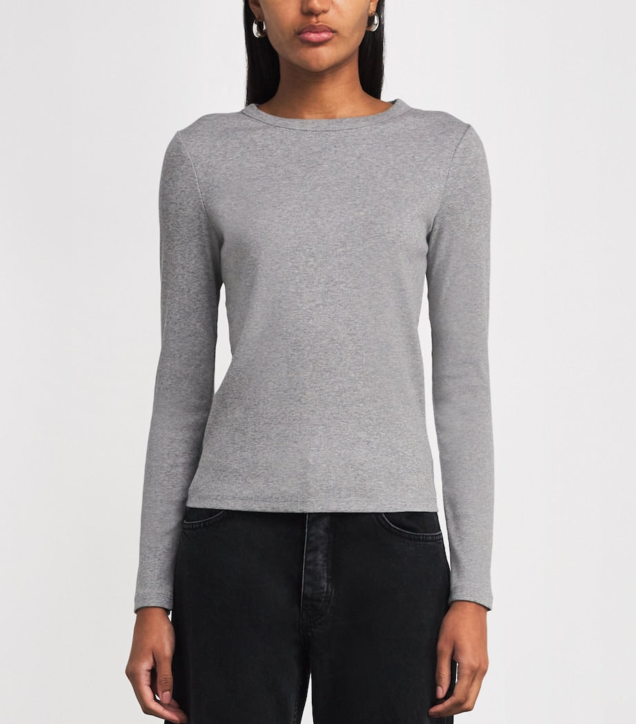 ME+EM Grey Stretch-Cotton Ribbed Ultimate T-Shirt