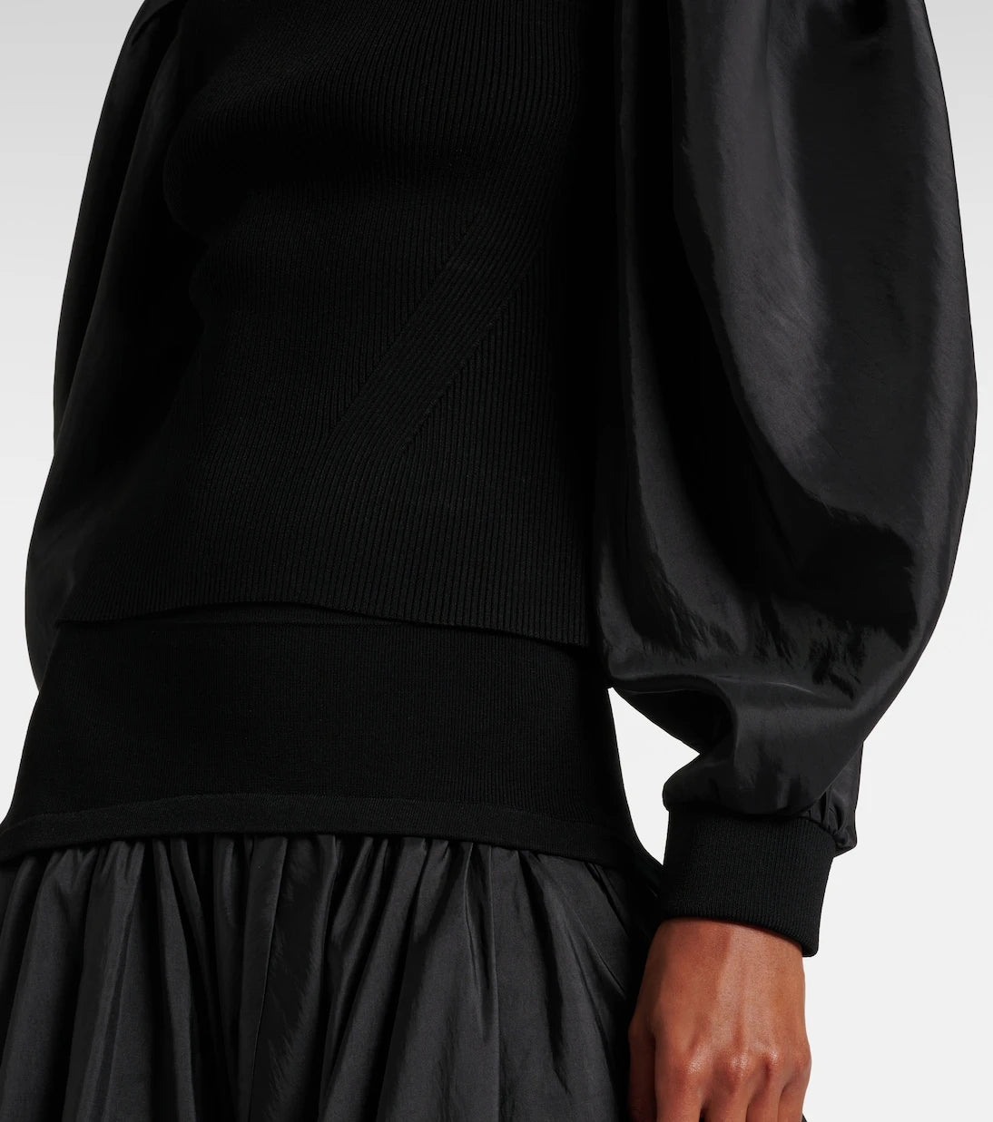 Simkhai - Jackie taffeta-trimmed knitted top