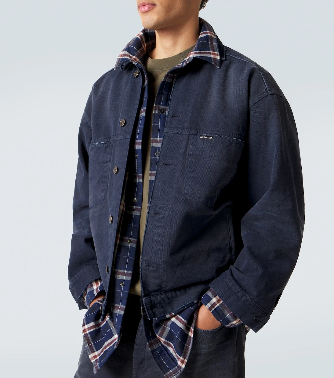 Balenciaga - Checked layered denim jacket