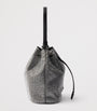 Metallic Mini Crystal-Embellished Bucket Bag