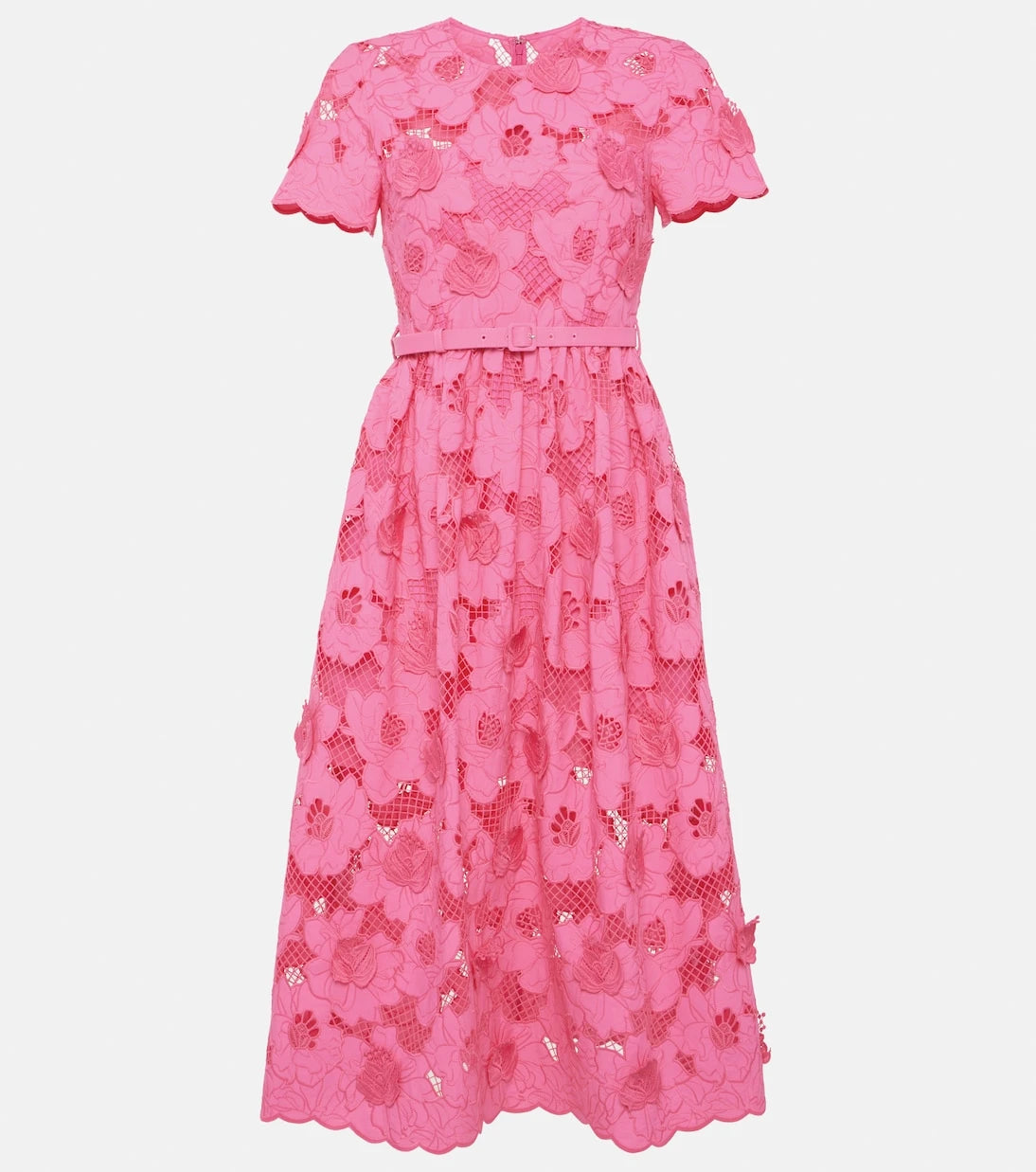 Self-Portrait - Cotton-blend lace midi dress