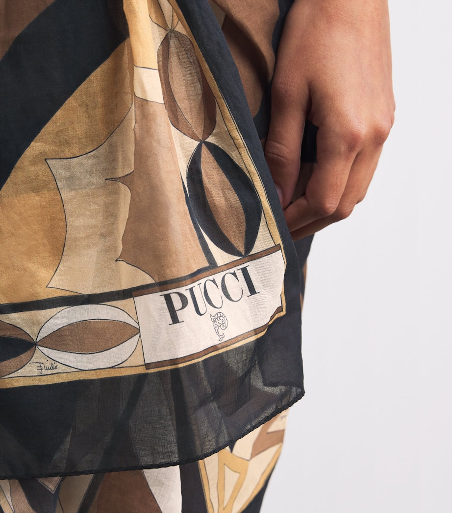 Brown Cotton Collane Print Sarong