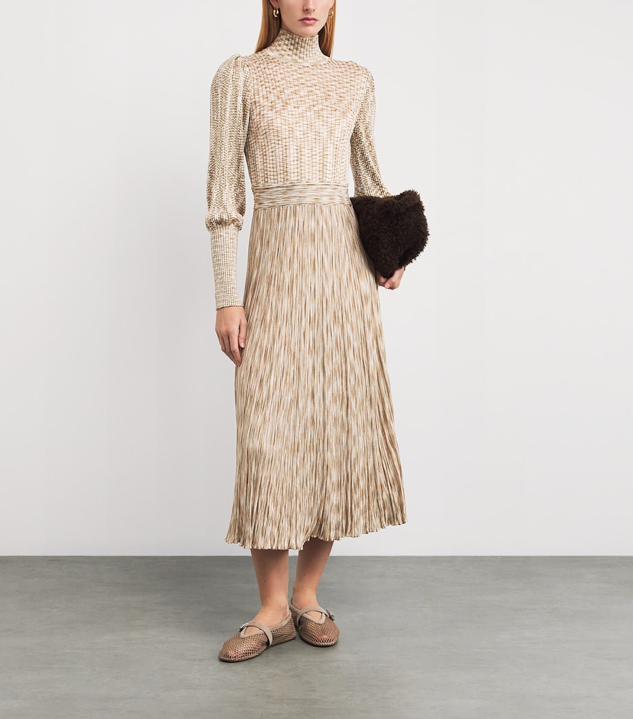 VALENTI Beige Knitted Saoirse Midi Dress