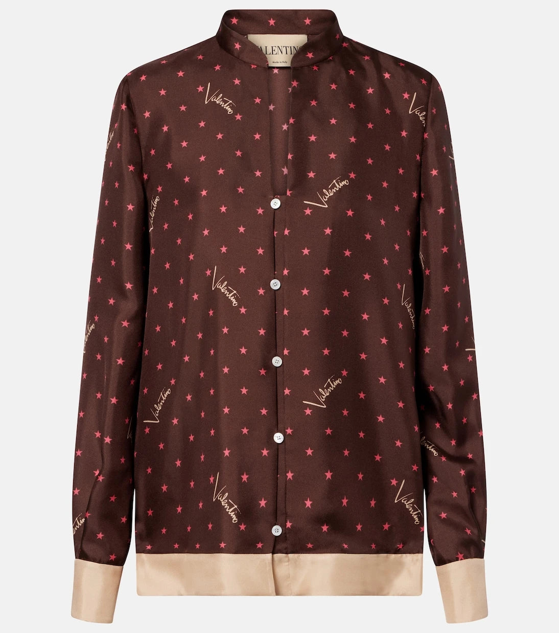 Valentino - Printed silk twill pajama shirt
