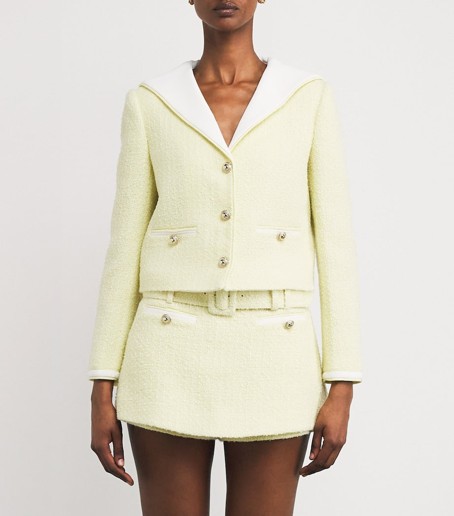 Self-Portrait Yellow Boucle Contrast-Collar Jacket