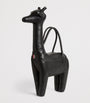 Black Leather Giraffe Top-Handle Bag